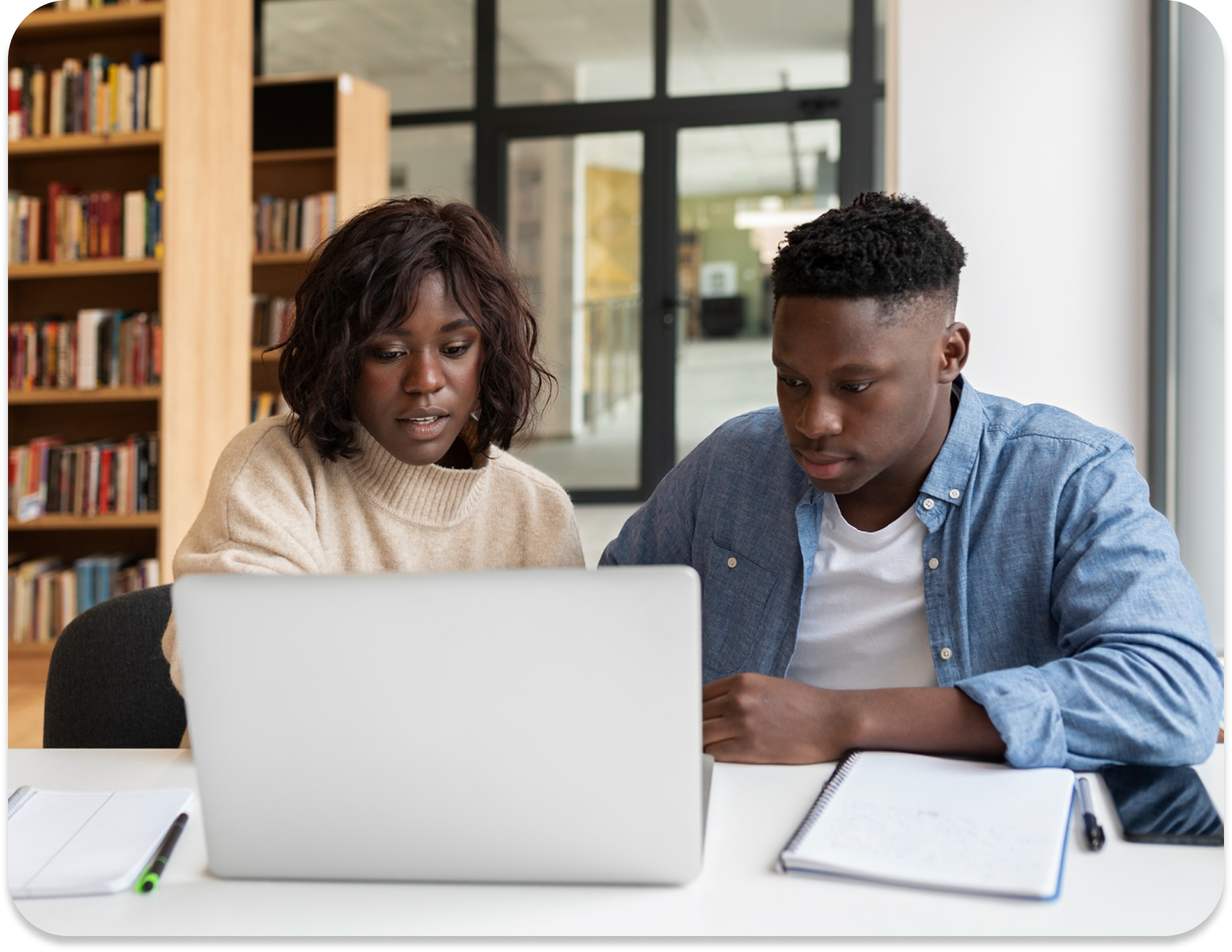 Two students studying together